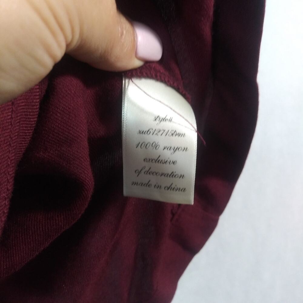Blue Rain Anorak Vest Crochet Back Panel Pockets Button Burgundy Red Tan Size L - Picture 6 of 6
